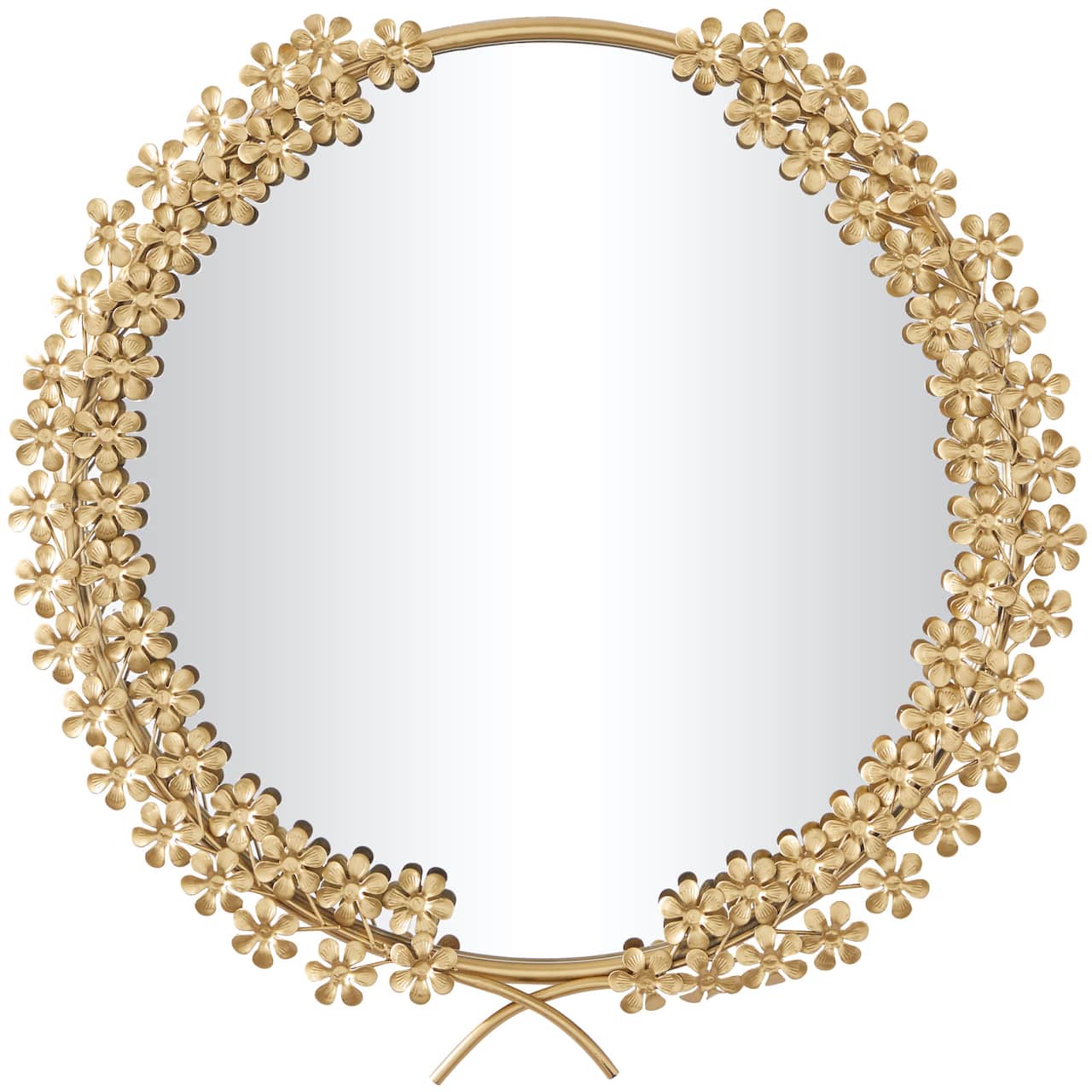 CosmoLiving by Cosmopolitan Gold Metal 3D Floral Wall Mirror 22" x 2" x 22"